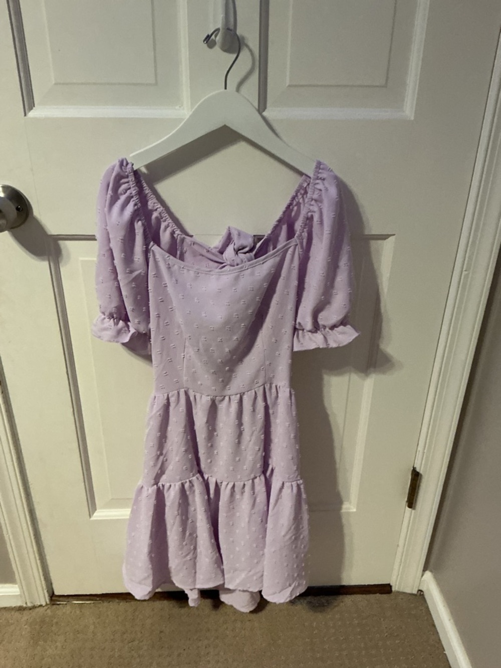 SHEIN Lilac Puff-Sleeve Tiered Kids Dress